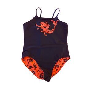 NWOT Wonder nation girls, size 18 one piece, reversible, navy blue, coral, merma